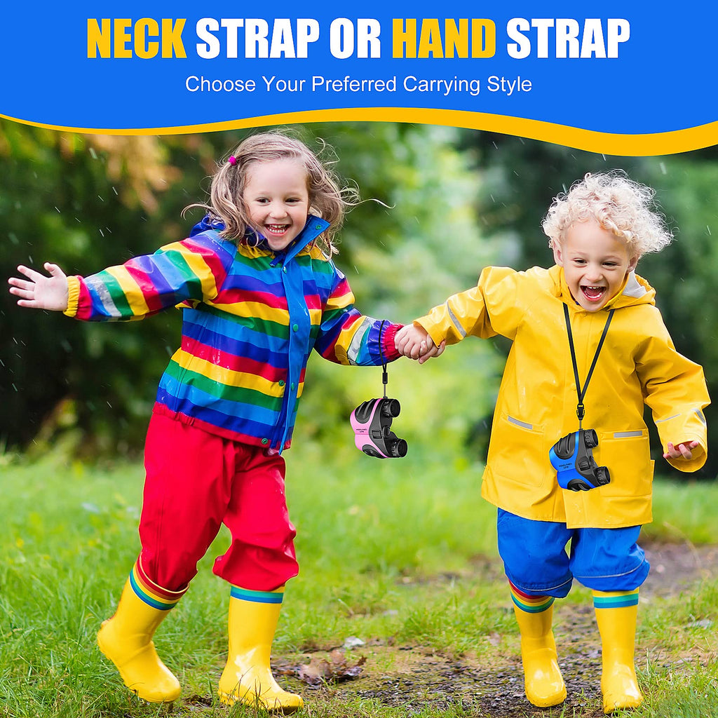 LET'S GO! Toys for 3+ Year Old Boys, Compact Waterproof Binocular for Kids Hunting-Hiking Presents for Kids Christmas Stocking Stuffers for 3-7 8-10 Year Old Grandkids Easter Toys for Boys Blue Gifts