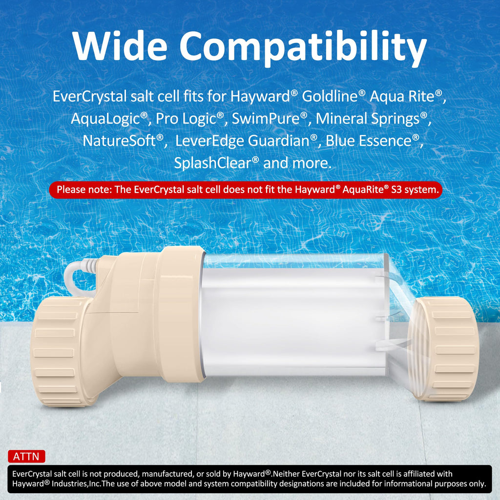 Salt Cell for Pool - Fits for Hayward Salt Cell T-3, up to 15,000 Gallon In-Ground Swimming Pools, Clear Case, 2-Year Warranty