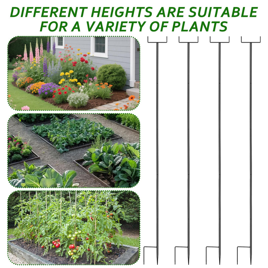 4Pack 6.56ft Metal Garden Netting Support Stakes,Heavy Duty Garden Stakes for Netting Garden Netting Pole with Rustproof for Support Fruits Garden Bed Plant Net
