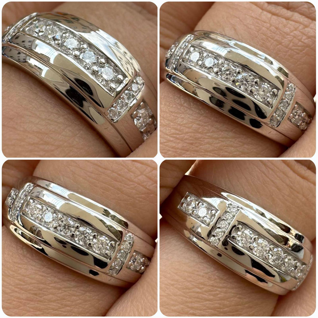 Heinlov Moissanite Mens Wedding Band 925 Sterling Silver D Color VVS1 Sz 11