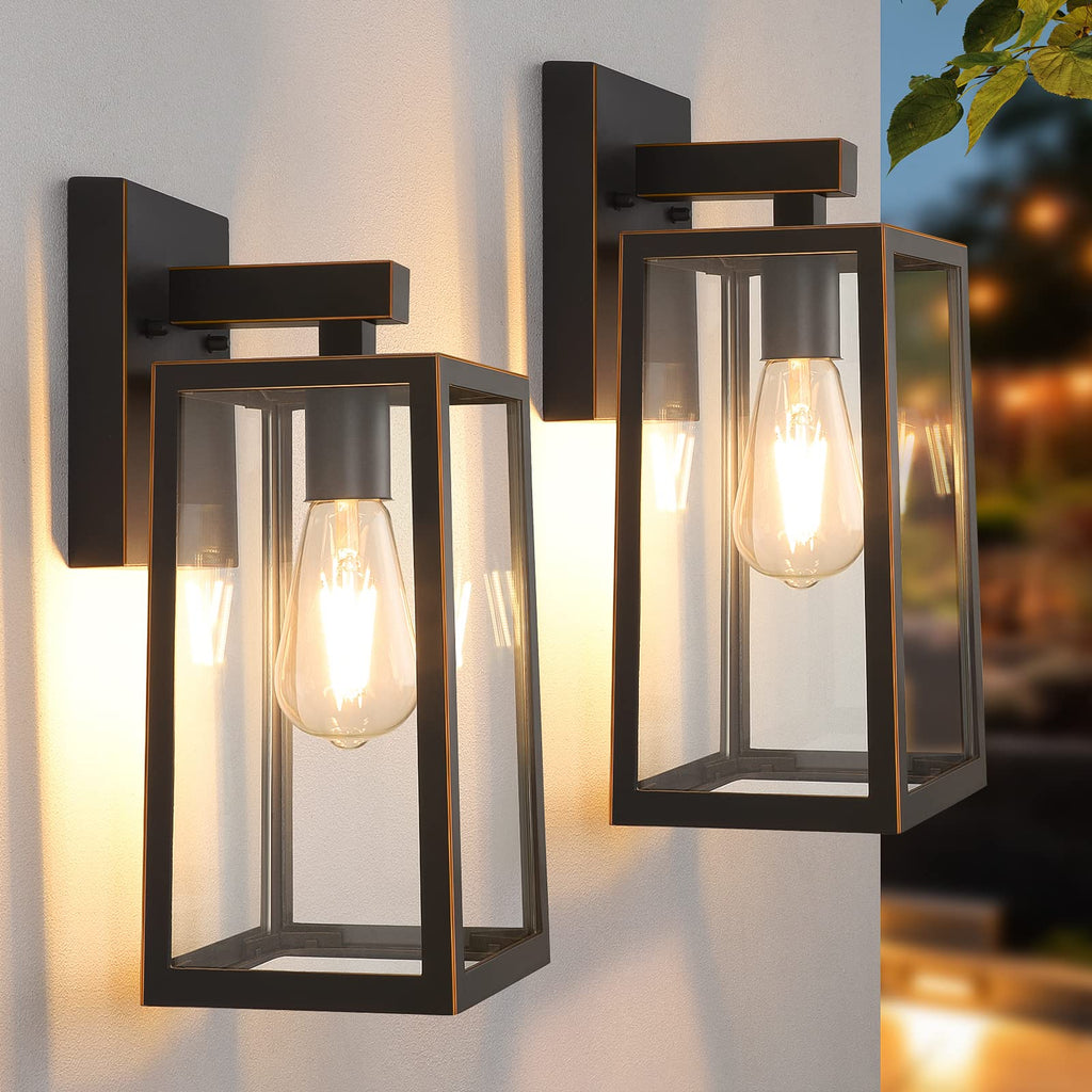 MAXvolador Outdoor Wall Sconce, Large Exterior Waterproof Wall Lantern Light Fixture, Oil Rubbed Bronze Porch Lights, Anti-Rust E26 Patio Lighting, 2 Pack