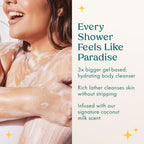 Kopari Jumbo Coconut Hydrating Body Wash with Organic Coconut Water, Sea Kelp and Aloe Vera, Luxurious Gel to Foam, Sweet Coconut & Vanilla, 25 oz