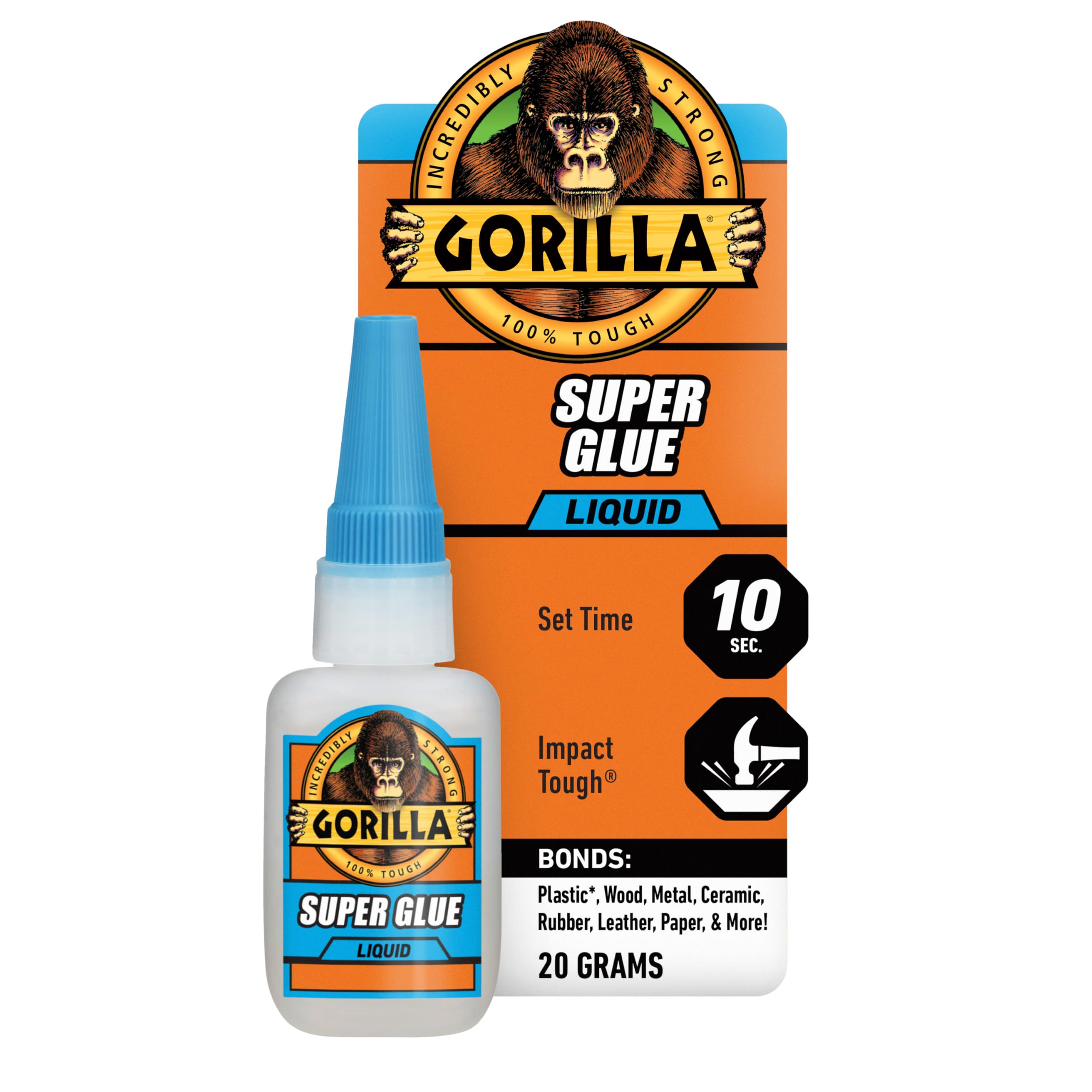 Gorilla Super Glue, All Purpose and Fast Setting, Clear, 20 g