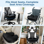 5 STARS UNITED Seat Cushion - Memory Foam Chair Cushion for Tailbone Pain Relief - Ergonomic Support for Coccyx, Sciatica & Butt - Office, Desk & Gaming Chair, Car Seat, Wheelchair, Black Suede