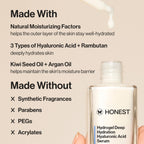 Honest Beauty Hydrogel Deep Hydration Hyaluronic Acid Serum, Moisturizes Plumps, Hypoallergenic, Fragrance-Free, Vegan, Gentle for Sensitive Skin, 1 fl oz