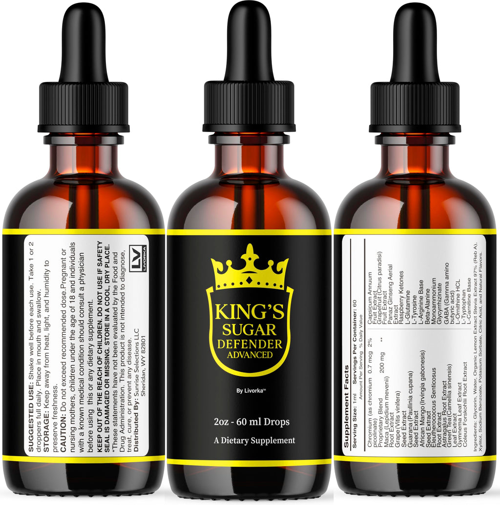 (2 Pack) Kings Sugar Defender - Official KingSugar Defender Drops Advanced Formula Support Maximum Strength, Natural Supplement Liquid Drop for Overall Health & Wellness, 2 Bottles for 2 Months