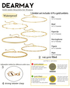 DEARMAY 14K Gold Plated Anklets for Women