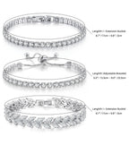 YOYUNLUO 4 Pcs Tennis Bracelet Set Silver Plated Marquise Cubic Zirconia CZ Diamond Dainty Adjustable Silver Bracelets for Women Brides Stackable Fashion Jewelry Wedding Prom Gift, 6.5 inch