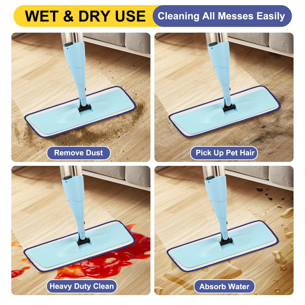 H-Gamely 10 Pack 16.5 inch Reusable Mop Pads Microfiber Spray Mop Replacement Heads for Wet/Dry Mops Compatible with Bona Floor Care System