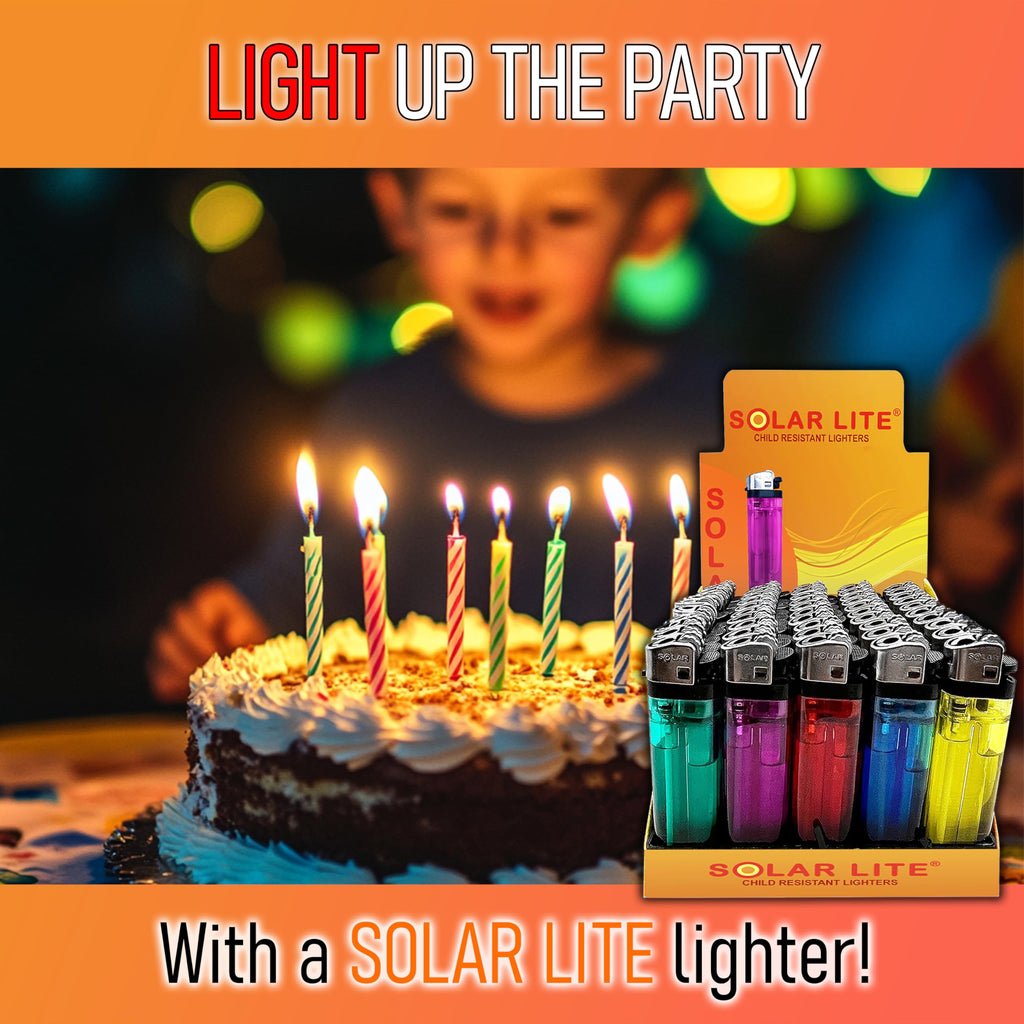 50-Pack Disposable Lighters with Stand and Box – Wholesale Bulk Set for Cigarettes, Candles, Campfires, and Stovetops - Free Additional 5PK with Purchase