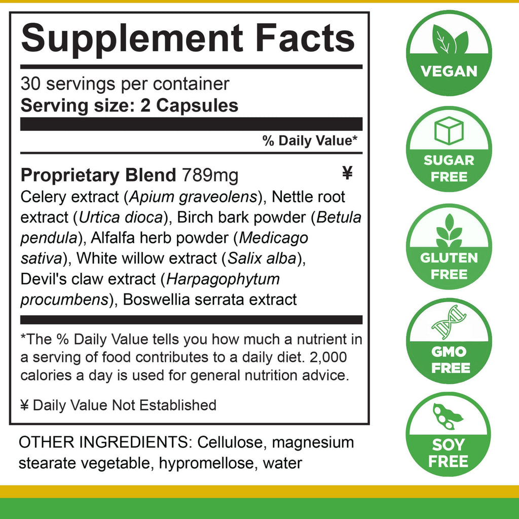 Life Tones Uric Acid Support - Herbal Joint Cleanse for Men and Women - Natural Remedy, Flexibility Boost - Non-GMO, Gluten-Free - 60 Vegan Vitamins
