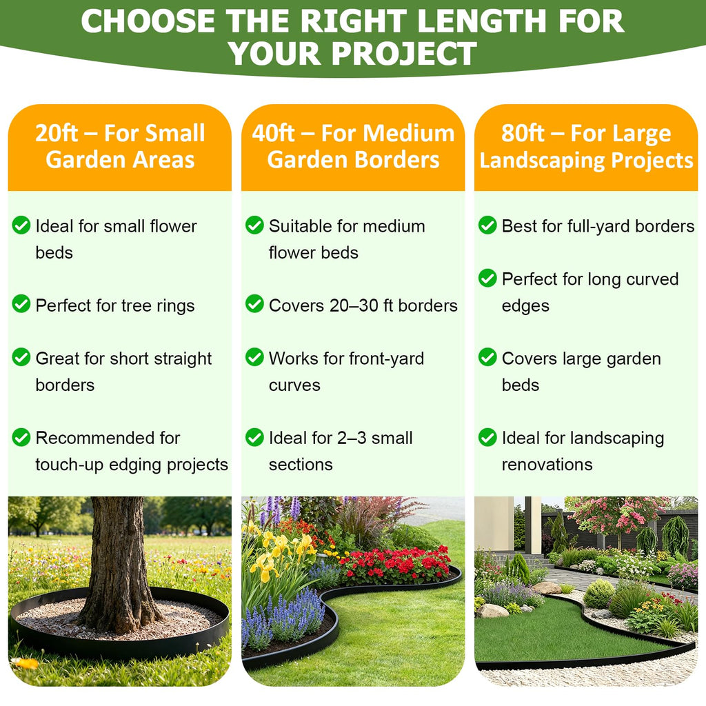 80FT Landscape Edging Border, 4 Inch Tall Plastic Garden Edging