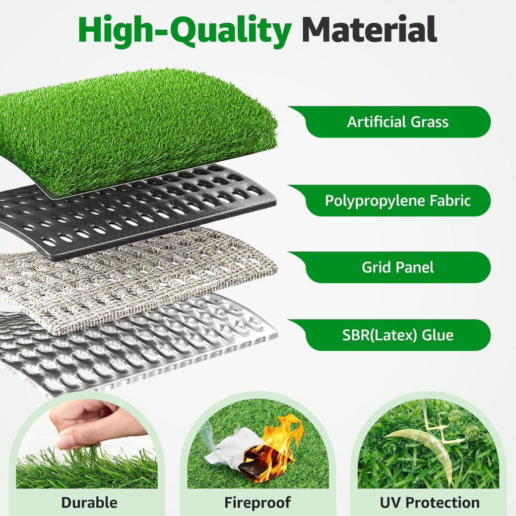 Artificial Grass Fake Turf Grass Outdoor Indoor with Drainage Holes, 3x5FT