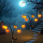 2 Pack Solar Halloween Lights Outdoor Decorations, Fall Pumpkin Lanterns