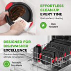 NutriChef Non-Stick Kitchen Oven Baking Pans-Deluxe & Stylish Nonstick Gray Coating Inside Outside, Commercial Grade Restaurant Quality Metal Bakeware with Red Silicone Handles NCSBS8S, 8 Piece Set
