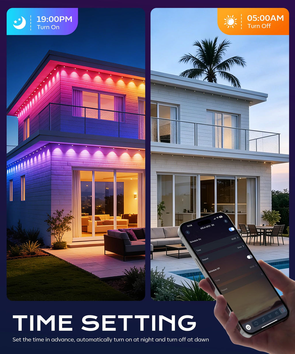 Ecoeve Permanent Outdoor Lights for House, 199ft Christmas RGB+IC Lights