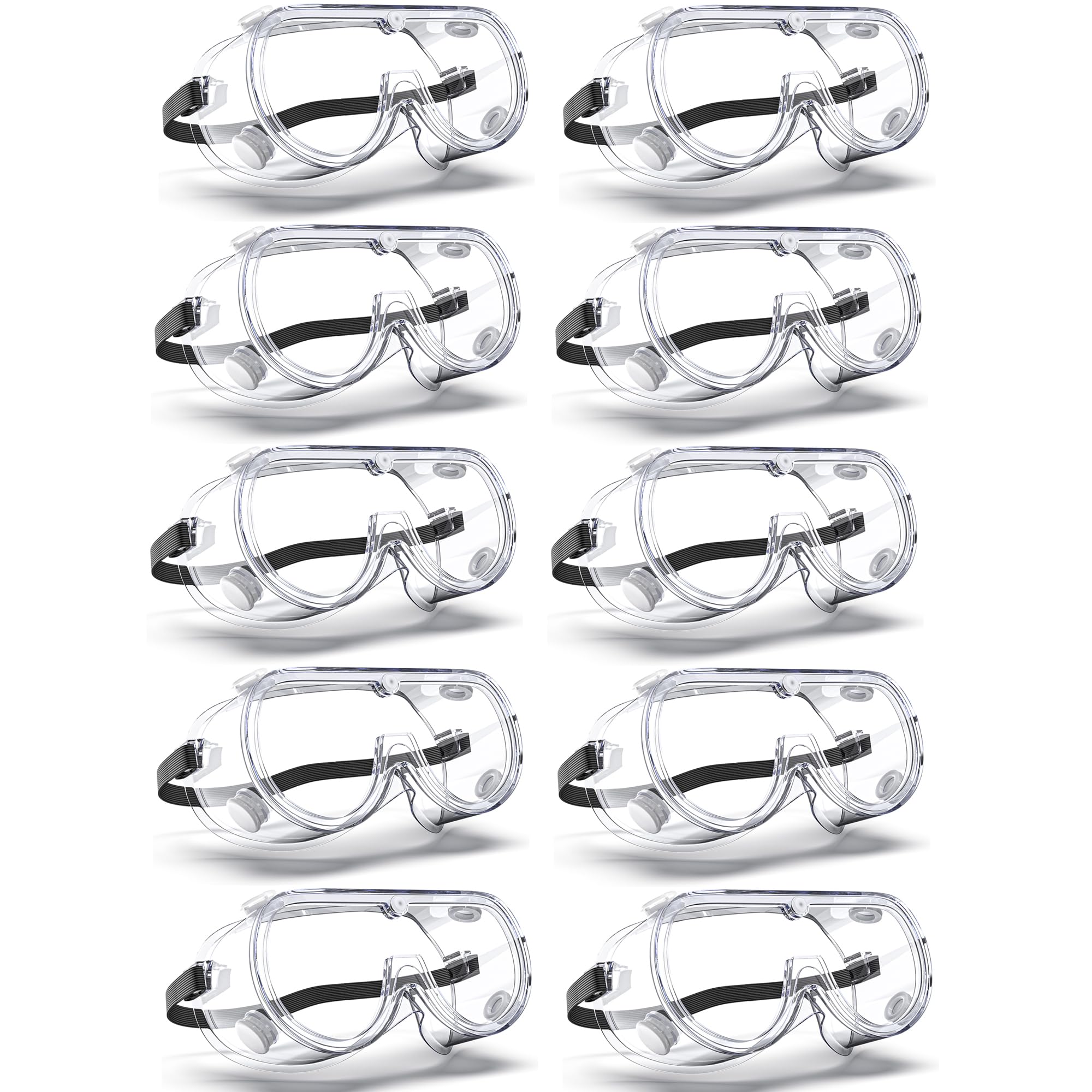 EinKau 10 Pcs Anti-Fog Indirectly Vented Lab Safety Goggles Over Glasses,Clear Chemistry Splash Proof Science Goggles Wide-Vision Adjustable Protective Chemical Soft Lightweight