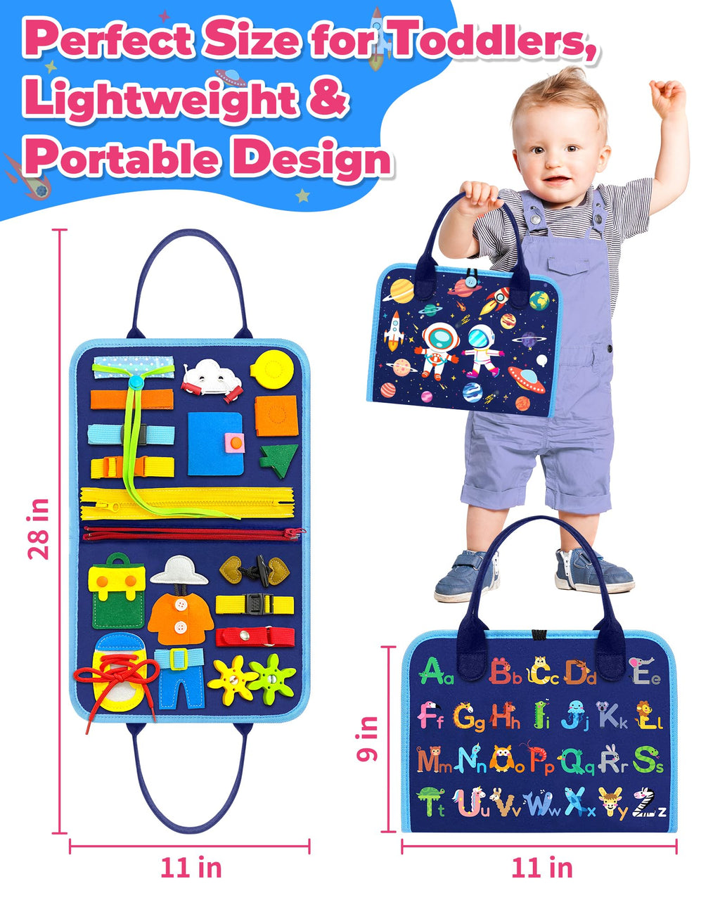 Gojmzo Busy Board Montessori Toys for Toddler Boy Birthday Gifts, Busy Book Sensory Toys for Toddlers, Learning Educational Toddler Travel Activities