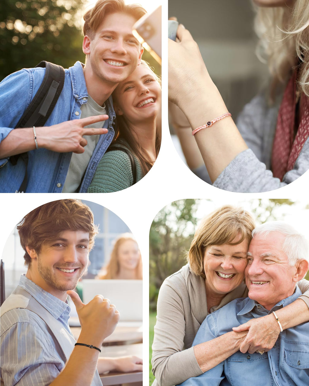 SUPHELPU Custom Bracelets with Picture Inside, Personalized Photo Bracelet Projection, Personalized Gifts for Men Memorial, Men's ID Bracelets