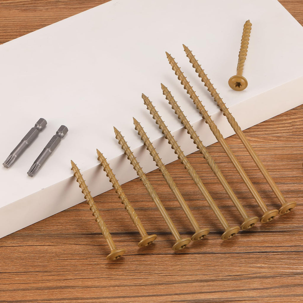 SG TZH #14 x 2 Inch Lag Screws (620Pcs) 10lb. Structural Wood Screw, Bronze, Carbon Steel, Washer Head, Rust Resistant epoxy Coated, T30 Star Bit