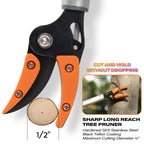 KSEIBI 143010 Long Reach 3.5 ft (1.0m) Cut & Hold Bypass Pruner - Lightweight Aluminum, Rust-Resistant, Ergonomic Grip, 1/4" Max Cut - Ideal for Precision Gardening & Pruning