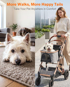 HOVONO Dog Stroller with Detachable Carriers, 3-in-1 Pet Stroller for Two Small to Medium Pets, Lightweight Aluminum Alloy Frame with 4-Wheel Suspension, Foldable Dog & Cat Stroller up to 60 lbs