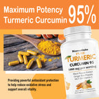 Biorootlabs Turmeric Curcumin | Pure Turmeric Curcumin Supplement 1000mg | 95% Curcuminoids with Bee Propolis, Ginger, MCT Oil, Fat Soluble Vitamin C, & Black Pepper 120 Capsules (1)