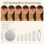 JIAYIQI Sterling Silver Hoop Earrings for Women 18K White Gold Plated Hypoallergenic Round Sliver Hoop Earrings Diameter 20mm