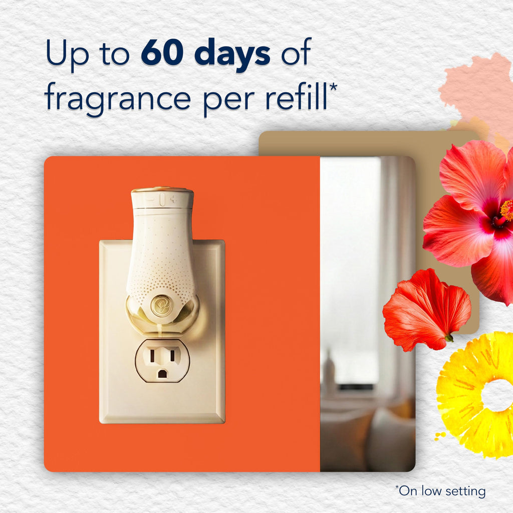 Glade PlugIns Refills Air Freshener Starter Kit, Scented and Essential Oils for Home and Bathroom, Hawaiian Breeze, 4.02 Fl Oz, 2 Warmers + 6 Refills