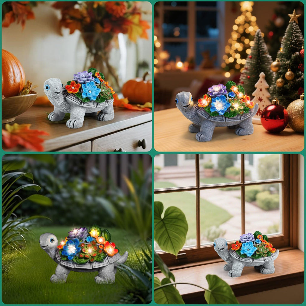 Linkax Turtle Statues Solar Garden Decor, Christmas Gift for Grandma Mom