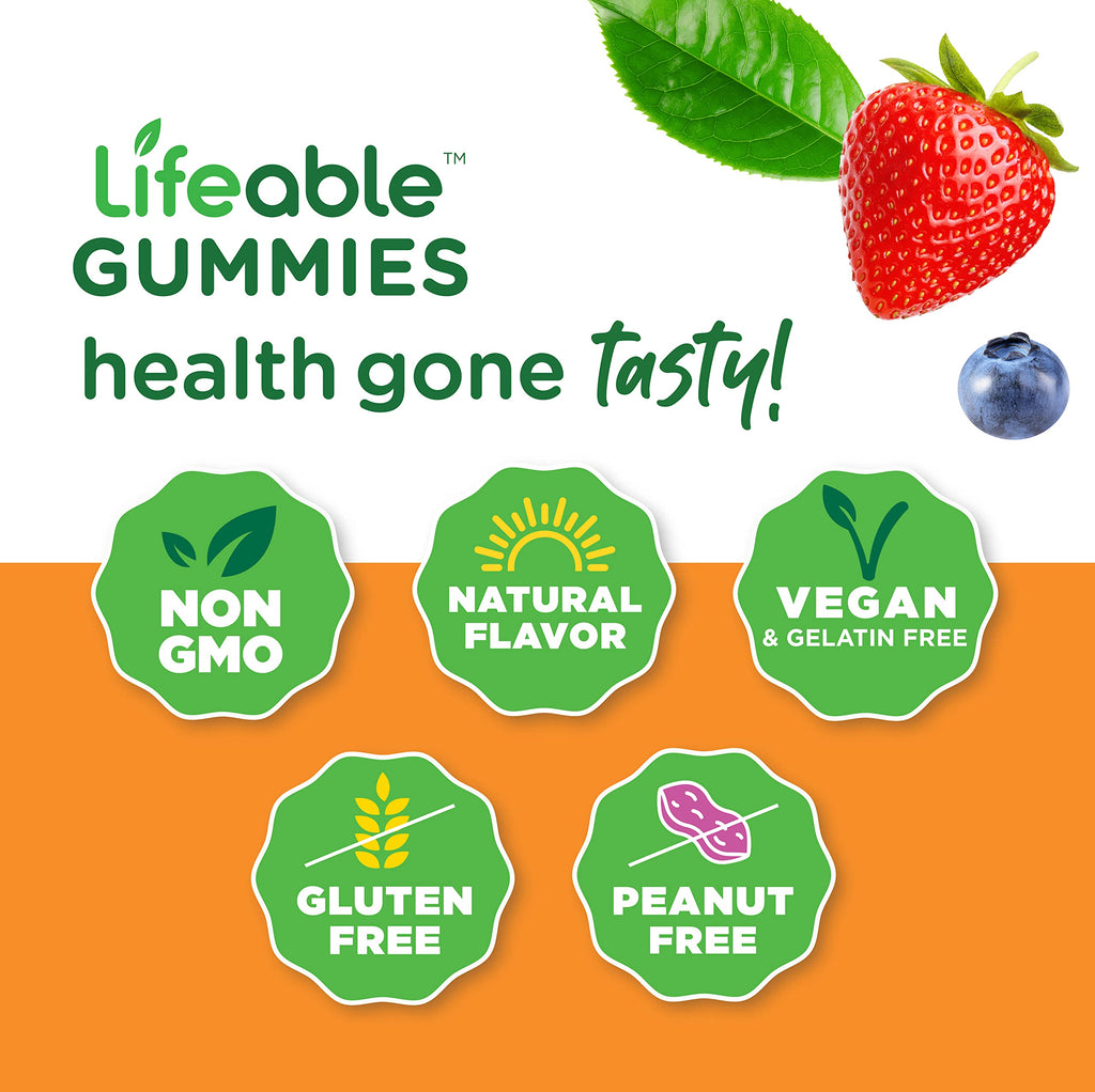 Lifeable Glucose Gummies - Great Tasting Natural Flavor Gummy - Gluten Free GMO-Free Chewable - for Adults and Kids - 90 Gummies (Pack of 2)