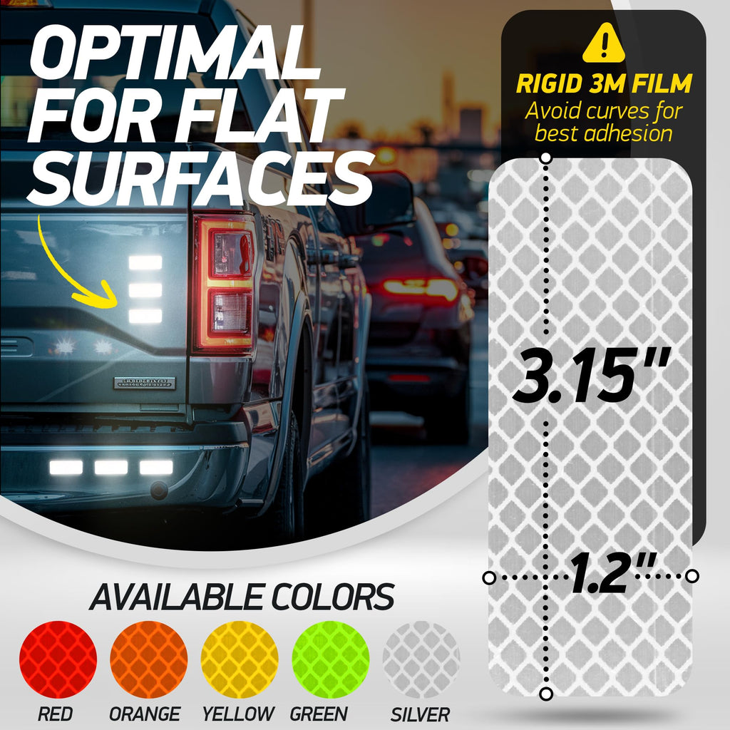 Byllstore Reflective Safety Tape Stickers | 3M Diamond Grade | Mixed Colors | 1.2″ x 3.15″ | 20-Pack | Safety Warning Tape for Helmets, Cars, Mailboxes & More