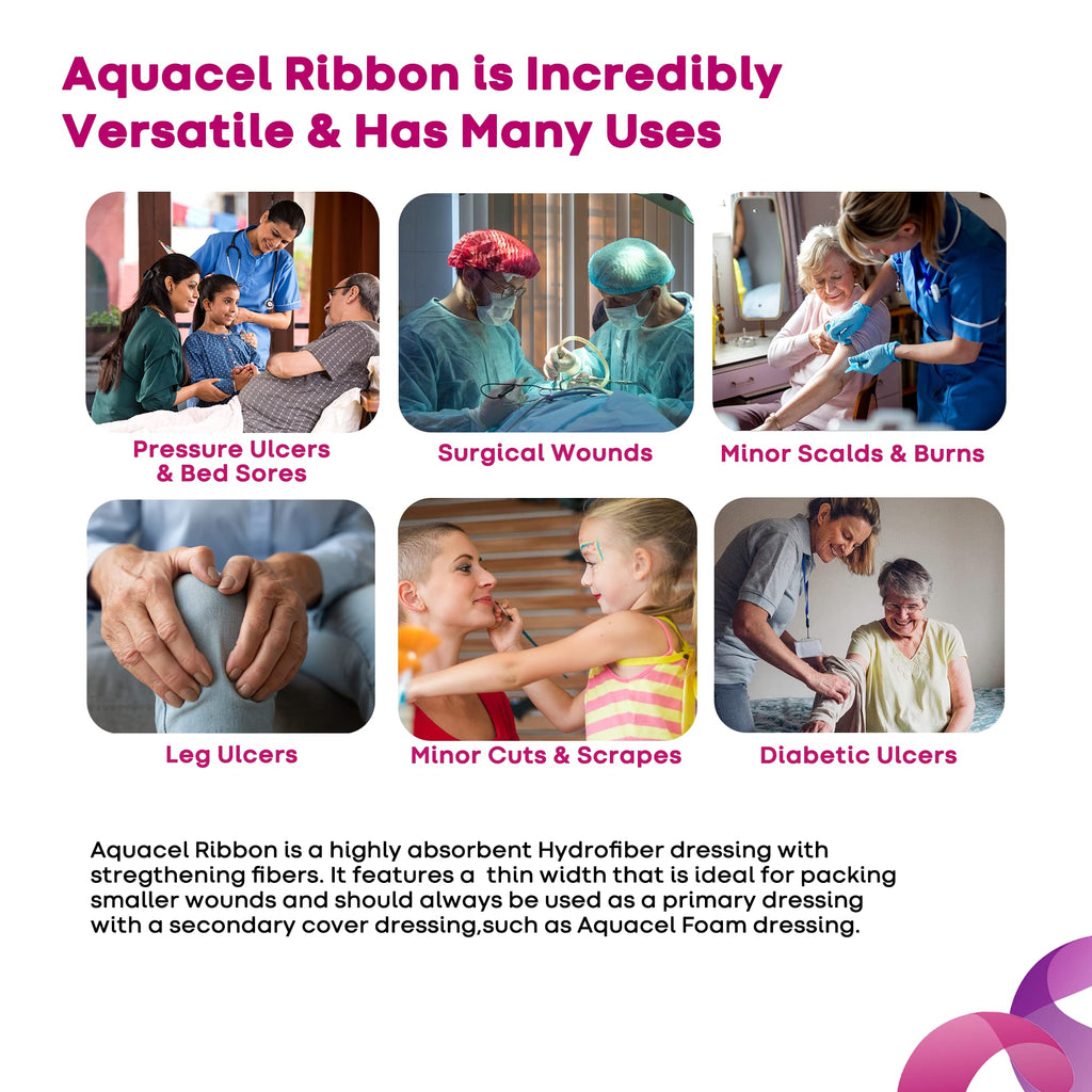 AQUACEL Hydrofiber Ribbon Wound Dressing 0.75"x18", 5 Ct