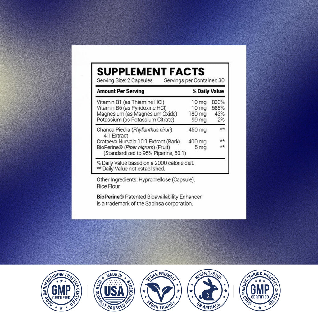 Research Verified Stone Support - Optimal Kidney Stone Defense - Chanca Piedra, Crataeva Nurvala, BioPerine - Vegan - 60 Capsules