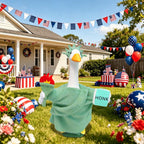 Kanmeii Statue of Liberty Porch Goose Outfit for 23 Inch Lawn Goose Patriotic 4th of July Costume for Cement & Plastic Goose Sculpture, Independence Day Goose Clothes for Garden Patio Yard Decoration