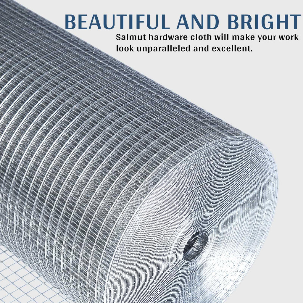 Salmut Hardware Cloth 1/4 in. x 4 ft. x 50 ft. 23-Gauge, Galvanized Wire Mesh Fencing, Chicken Wire Mesh, Wire Fence Roll, Garden Fencing, Snake Fencing, Hardware Mesh