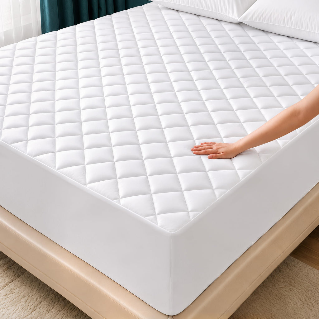 Full Mattress Pad, Quilted Mattress Protector Topper fits 16" Deep Pocket