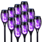 Toodour Solar Torch Flame Lights, 12 Pack Solar Lights Outdoor with Flickering Flame, Waterproof Patio Light Landscape Decoration Lighting for Garden, Lawn, Yard, Outdoor Decorations - Purple