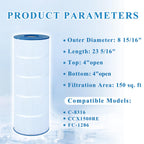 Chryseos Pool Filter Compatible with CCX1500RE, X-Stream 150 PXST150, C-8316, FC-1286, 1 Pack