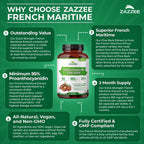 Zazzee Extra Strength French Maritime Pine Bark Extract 20:1, 350 mg Per Capsule, 95% Proanthocyanidins, 60 Vegan Capsules, 2 Month Supply, Certified Kosher, Antioxidant Support, Non-GMO, Made in USA