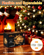 Twinkle Star 100 LED Star String Lights Plug in 33FT, Warm White
