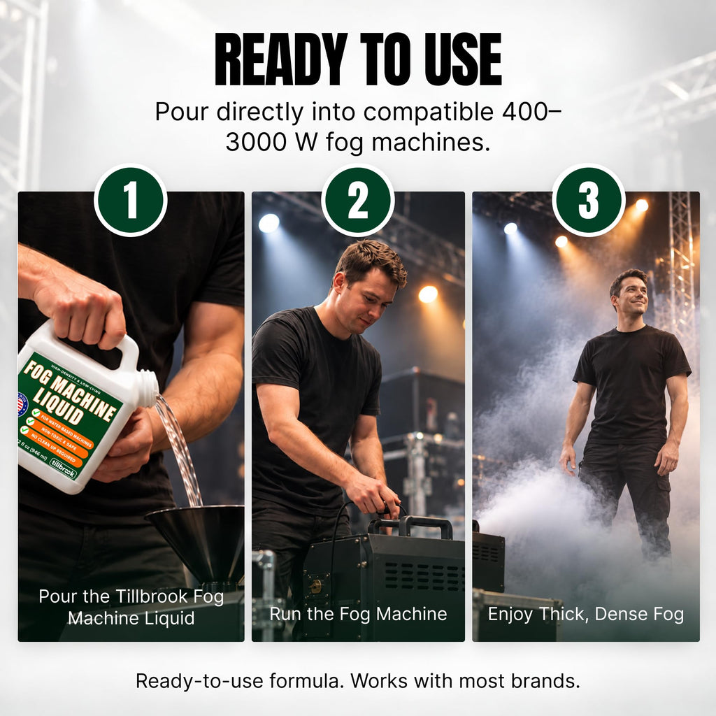 Fog Machine Liquid, 32 oz, High-Density, Long-Lasting, Water-Based Formula