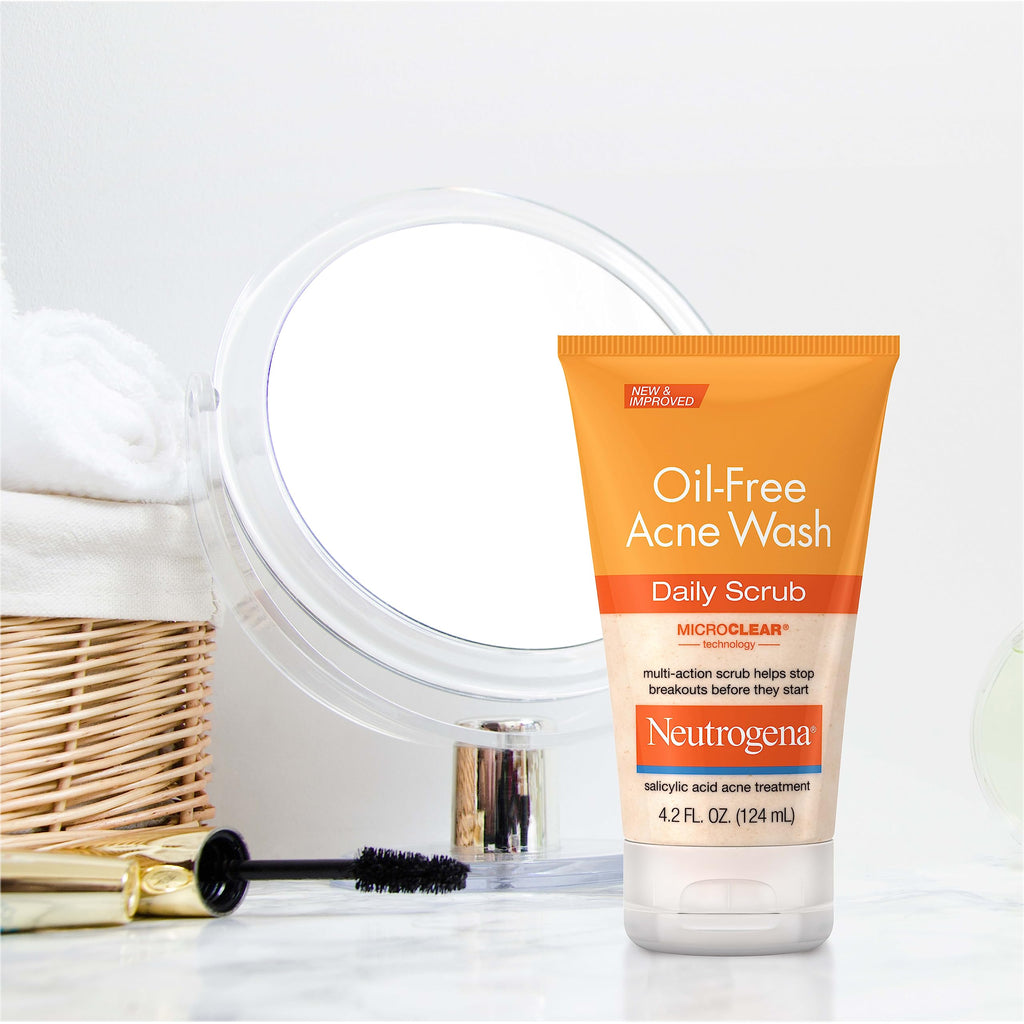 Neutrogena Oil-Free Acne Face Scrub, 2% Salicylic Acid Acne Treatment, Daily Face Wash to help Prevent Breakouts, Exfoliating Facial Cleanser for Acne-Prone Skin, Twin Pack, 4.2 fl. oz, 2 Pack