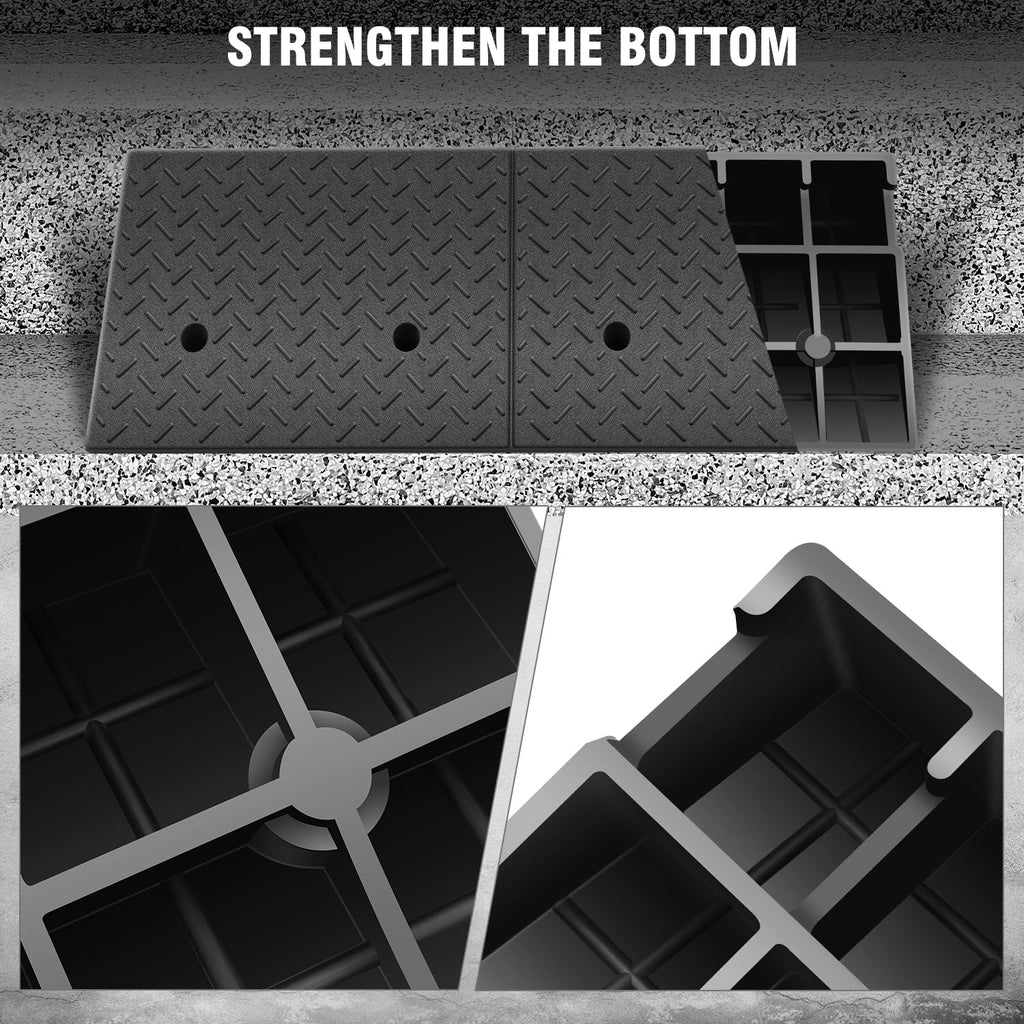 DNA Motoring 1pcs 5.7" Rise Rubber Curb Ramp Heavy Duty Loading Driveway Ramp Threshold Ramp 38.6" L x 14.8" W x 5.7" H for Loading Dock, Warehouse, Wheelchair, Motorcycles, Cars, TOOLS-00647