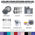 COOK WITH COLOR Mixing Bowls Set with TPR Lids - 12 Piece Plastic Nesting Bowls Set includes 6 Prep Bowls and 6 Lids, Microwave Safe (Grey)
