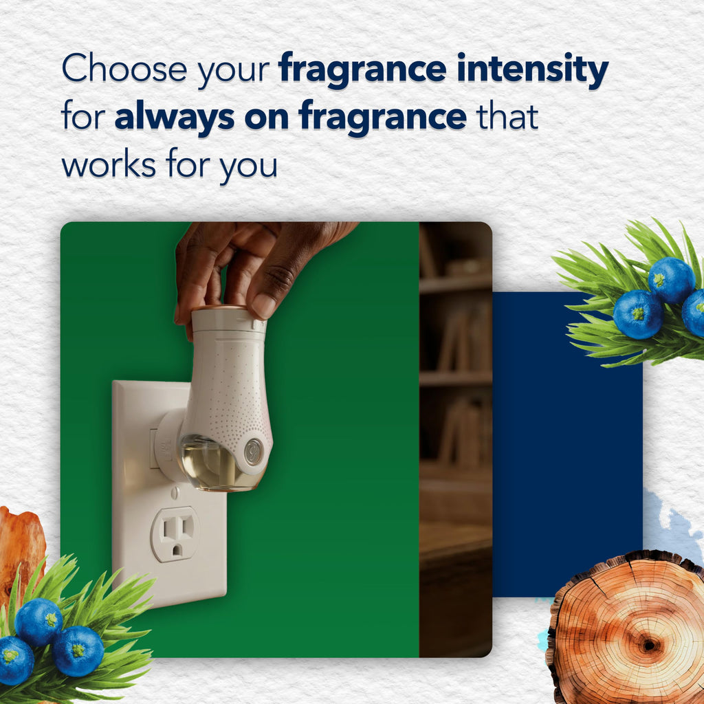 Glade PlugIns Refills Air Freshener, Juniper & Teak, Scented and Essential Oils for Home and Bathroom, 0.67 Fl Oz, 10 Count