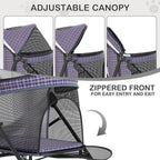 MoNiBloom 4 Wheels Pet Stroller, Easy-Fold Umbrella Shaped Dog Cat Jogger Stroller w/Storage Bag & Visible Mesh for Small/Medium Dogs Cats Plaid