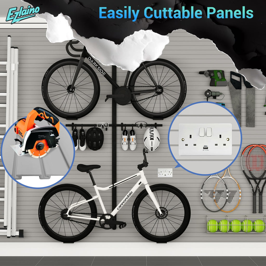 Ezlaino 4x4ft PVC Slat Wall Paneling - Thickened & Durable, Waterproof, Versatile | Fits Most Slatwall Accessories (Not Included) | Ideal for Garage, Home & Store Organization, Gray