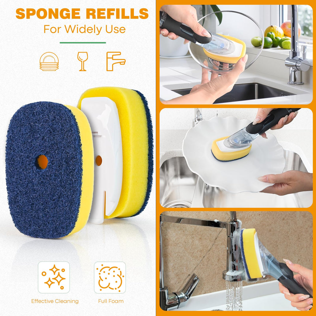 Sponge Brush Refills for OXO Soap Dispensing Dish Brush - 8 Pack Dish Cleaning Soap Dispensing Head Replacement for Scrubber
