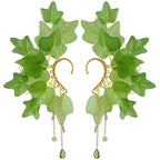 FRESHME Fairy Elf Ear Cuffs - Leaves Elven Ear Clip Wraps Poison Ivy Costume Woodland Earrings Forest Mother Nature Costume Renaissance Fantasy Dress Up Medieval Cosplay Accessories for Adult Women